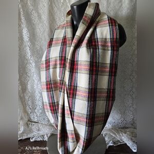 ALDO Cream Plaid Infinity Scarf One Size